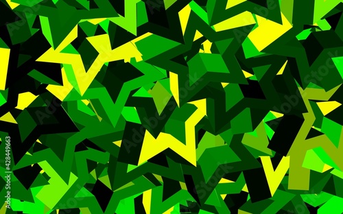 Dark Green, Yellow vector layout with lines, triangles.