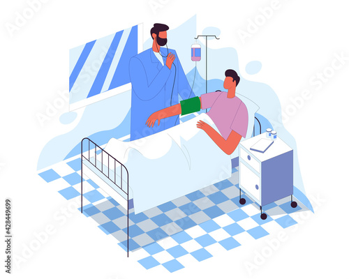 Doctor visiting patient vector illustration concept
