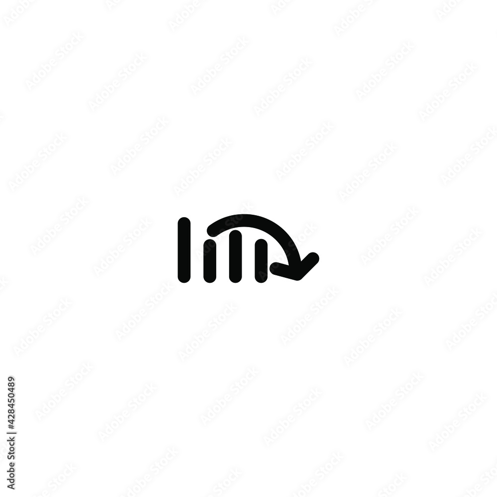 Simple Icon Drop in Investment Graph Vector Illustration Design. Outline Style, Black Solid Color. Simple Icon Drop in Investment Graph Vector Illustration Design. Outline Style, Black Solid Color.