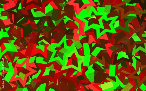 Dark Green  Red vector template with crystals  triangles.