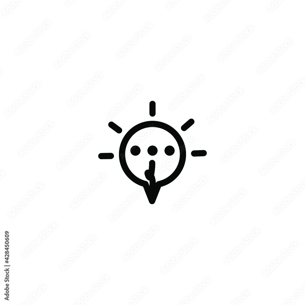 Simple Icon Discussion Pin Idea Vector Illustration Design. Outline Style, Black Solid Color.