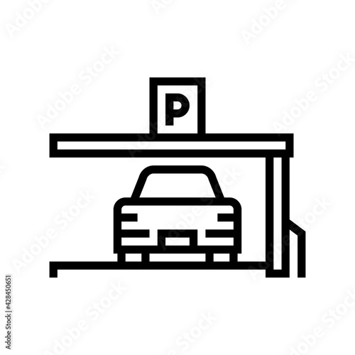 car on place of parking line icon vector. car on place of parking sign. isolated contour symbol black illustration