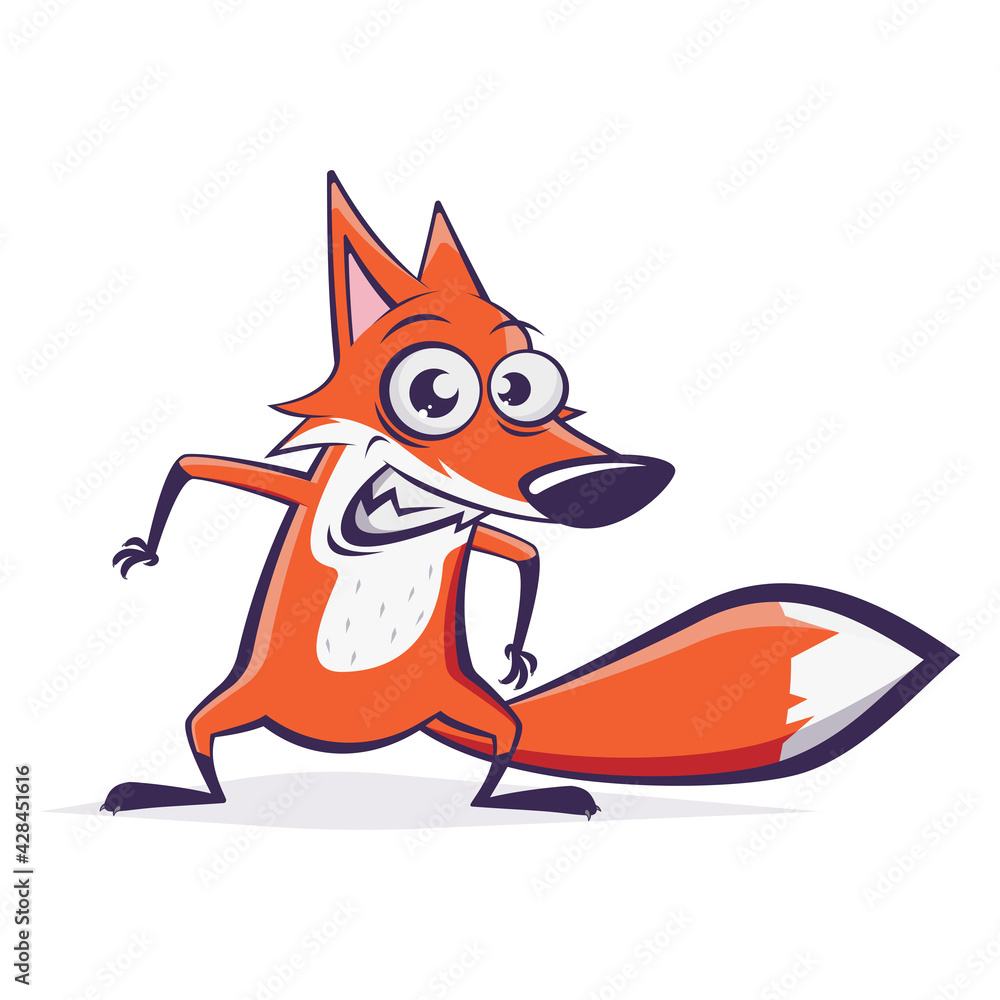 Obraz funny cartoon illustration of a naughty fox