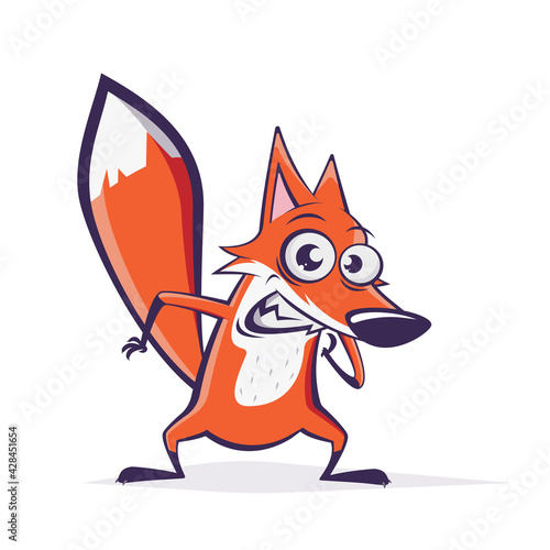 funny cartoon illustration of a naughty fox