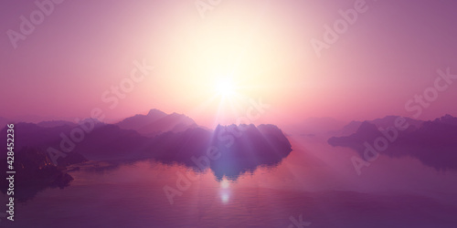 above islands in sea sunset  illustration