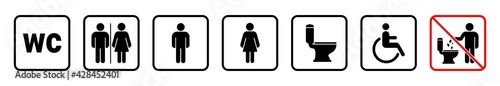Toilet icons set, WC signs, toilet signs, bathroom symbol, vector illustration