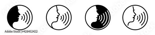woman voice command icon with sound waves, vector illustration