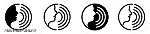 Voice command icon with sound waves, vector illustration