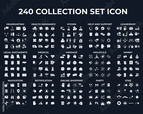 240 modern thin line icons. High quality pictograms. Linear icons set of hygiene, leadership, Legal Documents, medical, etc symbol template for graphic and web design collection logo vector