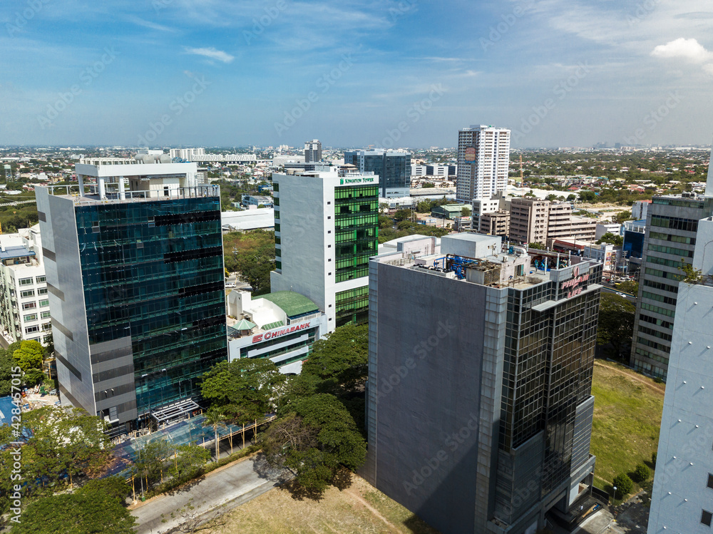 Alabang, Muntinlupa, Philippines Aerial of midrise office buildings