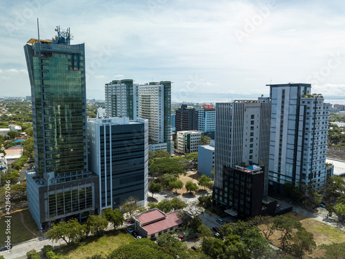 Alabang, Muntinlupa, Metro Manila - Aerial of office towers, hotels and condominiums in Madrigal Business Park. photo