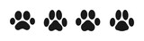 Black animal footprints set. Silhouette of paw print. Animal (dog, cat) paw prints. Vector illustration.