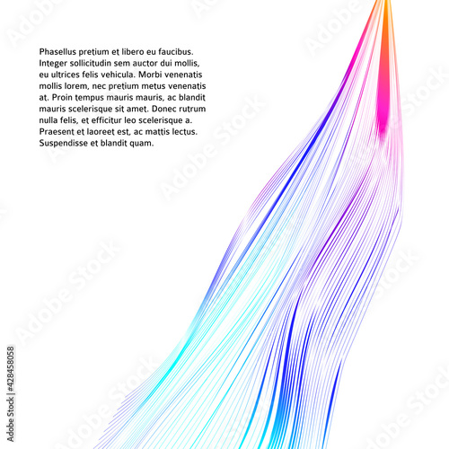 Design elements. Wave of many lines. Abstract vertical wavy stripes on white background isolated. Creative line art. Vector illustration EPS 10. Colourful waves with lines created using Blend Tool