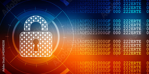2d illustration Safety concept: Closed Padlock on digital background
