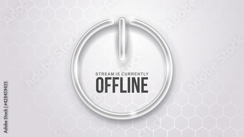 shine 3d metal off line symbol in hexagon background. offline streaming live stream game mode background. futuristic clean gaming vector illustration