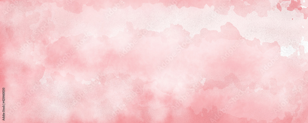 watercolor background in red color, soft pastel color splash and blotches with fringe bleed painting in abstract clouds shapes with paper