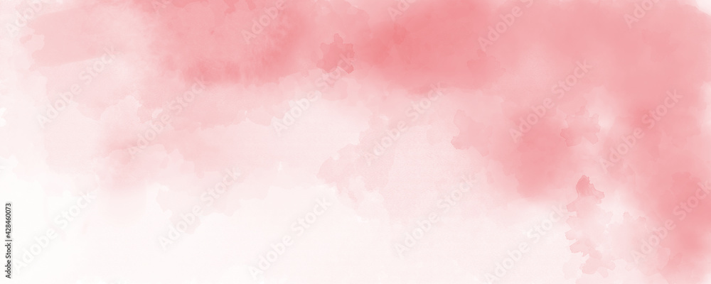 watercolor background in red color, soft pastel color splash and blotches with fringe bleed painting in abstract clouds shapes with paper