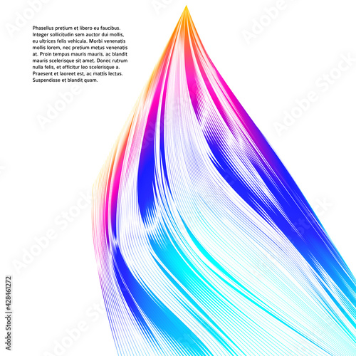 Design elements. Wave of many lines. Abstract vertical wavy stripes on white background isolated. Creative line art. Vector illustration EPS 10. Colourful waves with lines created using Blend Tool