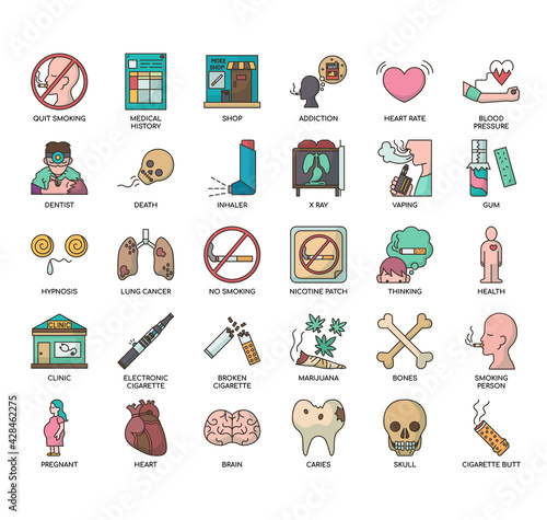 Quit Smoking , Thin Line and Pixel Perfect Icons