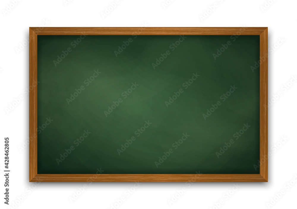 Realistic green blackboard in wooden frame. Wiped dirty chalkboard. Blank clasroom board. Space for advertising text and restaurant menu. Vector illustration. Realistic green blackboard in wooden frame. Wiped dirty chalkboard. Blank clasroom board. Space for advertising text and restaurant menu. Vector illustration.