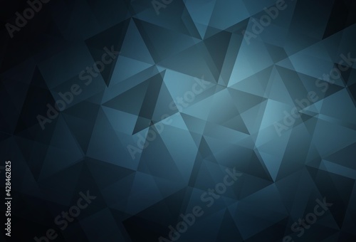 Dark BLUE vector low poly background.