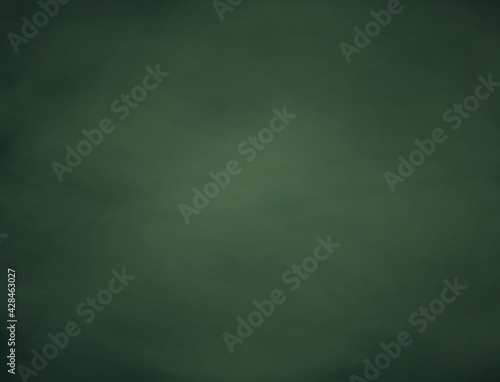 Realistic green chalkboard background. Dirty blackboard texture. Blank clasroom board. Space for advertising text and restaurant menu. Vector illustration.