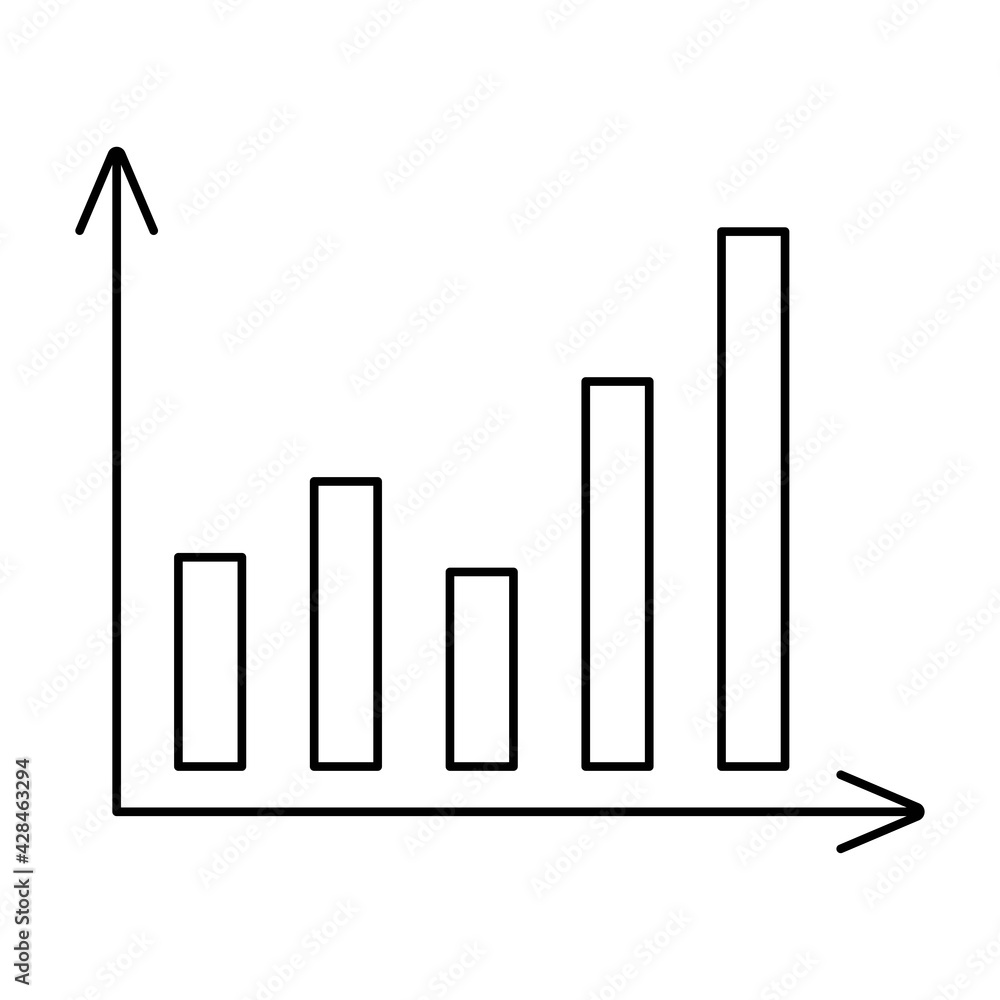 Business graph icon. Hand drawn element, vector illustration in black on white background. Business graph icon. Hand drawn element, vector illustration in black on white background.