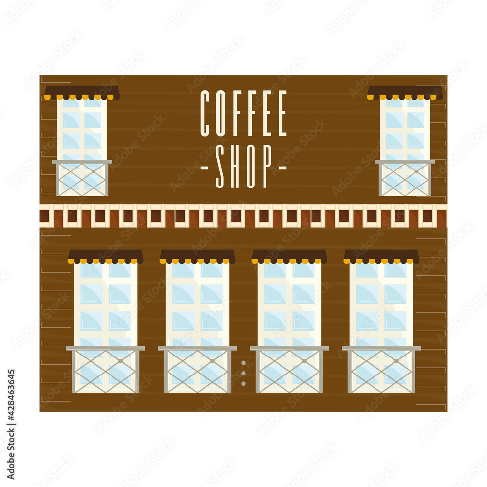 Front view of an isolated coffee shop building - Vector illustration Front view of an isolated coffee shop building - Vector illustration