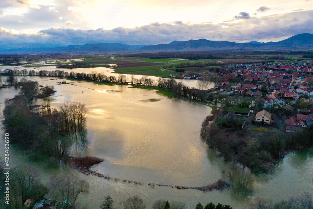 Inondations en plaine d'Alsace France
