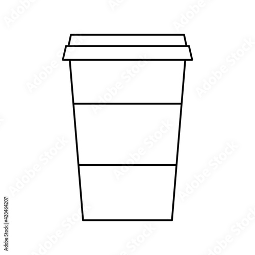 Take away coffee cup vector icon. Outline sign coffee to go. Disposable plastic cup, fast food. Classic paper cup isolated on white background. Logo for coffee shop.