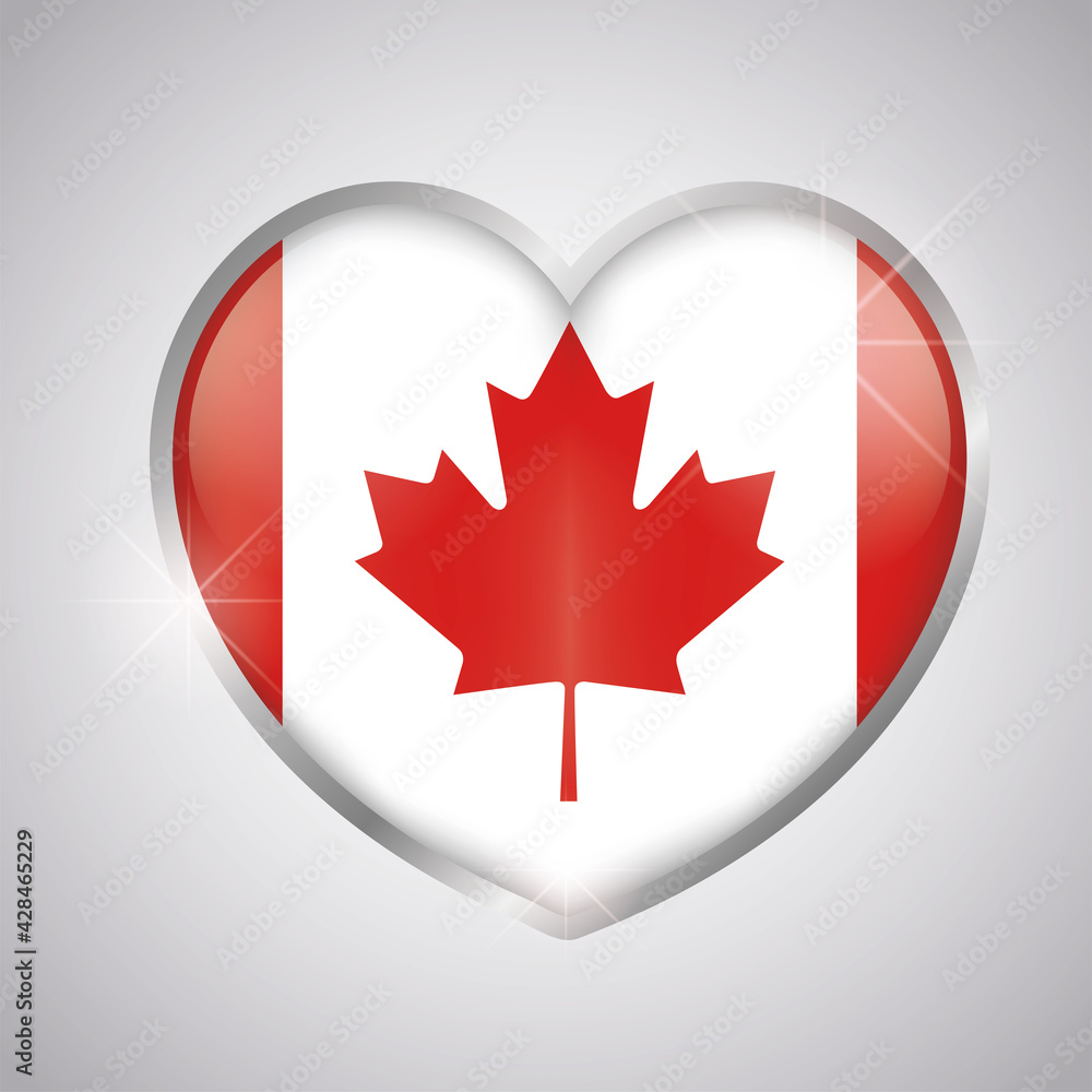 Isolated heart shape with the flag of Canada - Vector illustration Isolated heart shape with the flag of Canada - Vector illustration