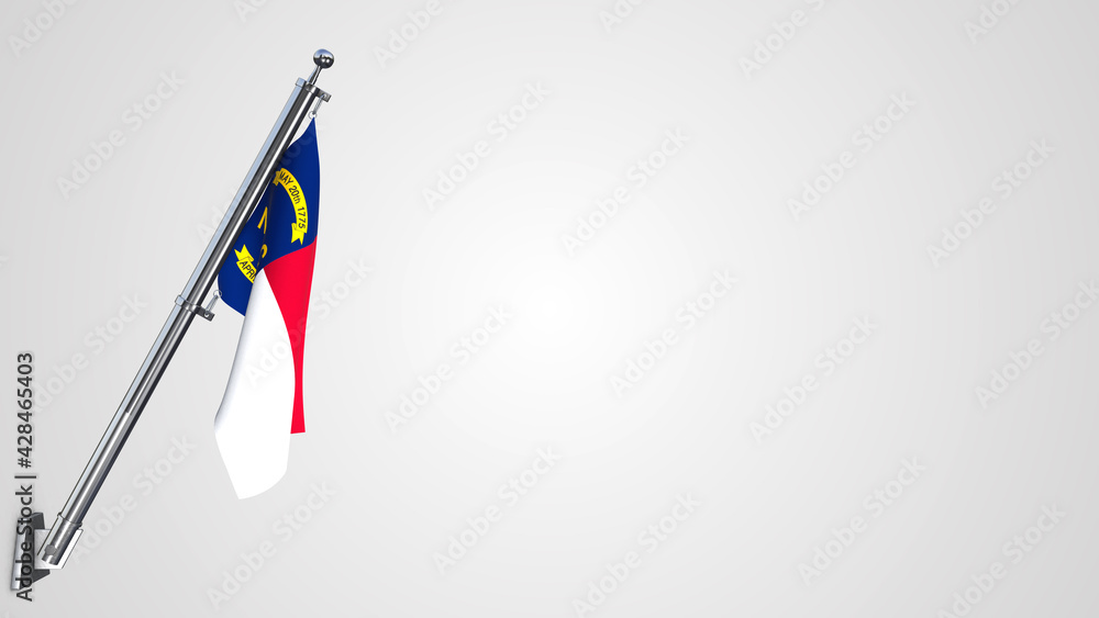 North Carolina 3D rendered waving flag illustration on a realistic ...