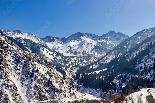 view of the snow-capped mountains on a sunny day