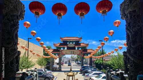 Картината върху платно Chinese architecture temples, buildings and pagodas inside Chinatown in Los Ange