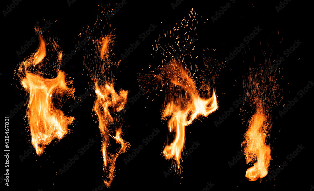 Sparks and embers with flame burning Sparks and embers with flame burning
