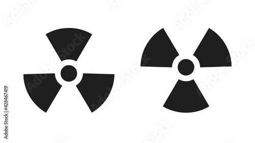 Nuclear icons isolated on white background. Radiation hazard warning. Propeller marks symbolizing radioactive contamination. Vector illustration