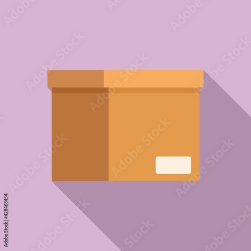 Documents carton box icon, flat style