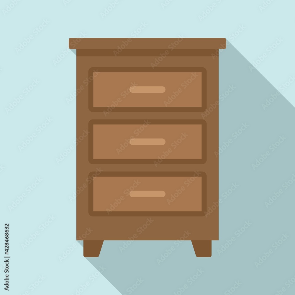 Wood documents drawer icon, flat style Wood documents drawer icon, flat style
