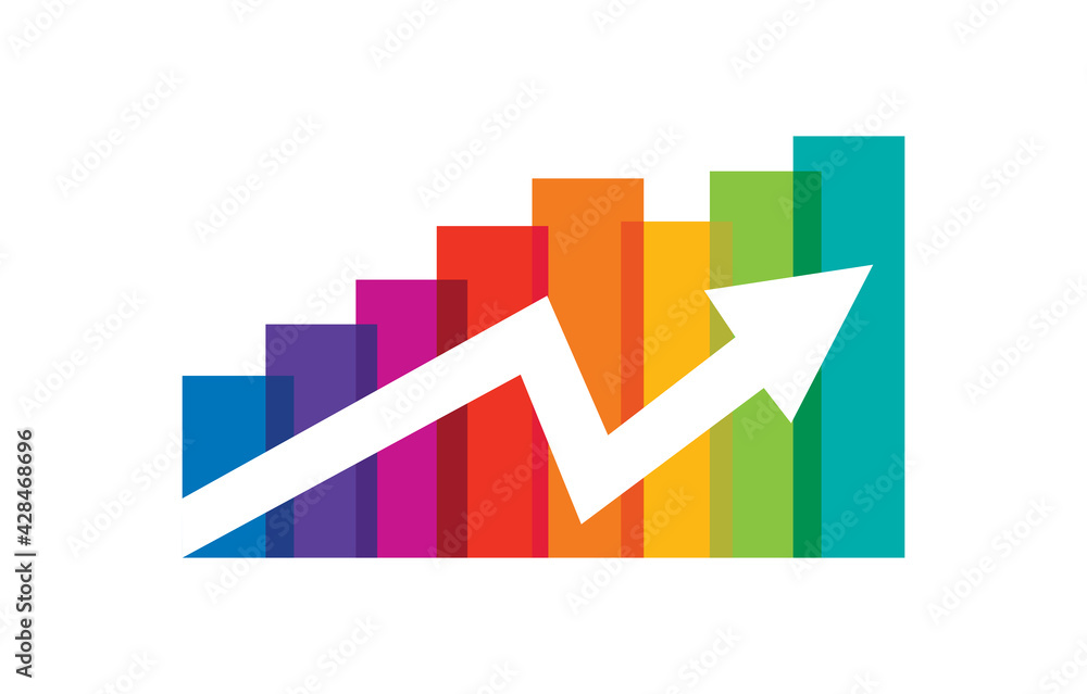 Multicolor Bar with Rising Up Arrow Multicolor Bar with Rising Up Arrow