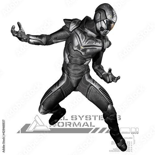 Space man in suit with a come on stance 3D illustration isolated fix