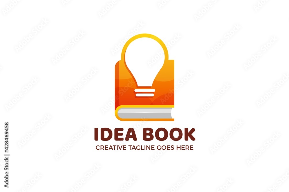 Book and Light Bulb Logo Template Book and Light Bulb Logo Template
