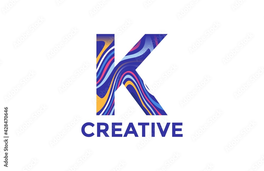 Fototapeta premium Letter K Trendy Acrylic Fluid Vector Logo