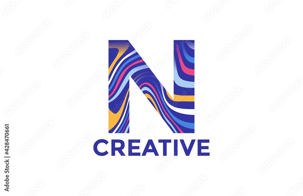 Letter N Trendy Acrylic Fluid Vector Logo
