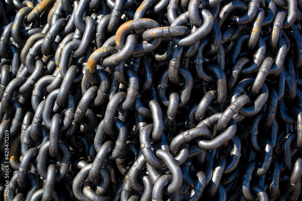 Closeup of industrial metal chain, Industrial background. Closeup of industrial metal chain, Industrial background.