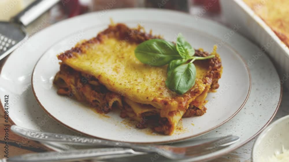 Delicious lasagne bolognese with pepper, tomato and cheese Delicious lasagne bolognese with pepper, tomato and cheese