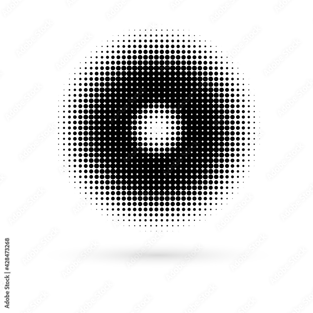 Design elements symbol Editable icon Halftone circle pattern black on white background. Vector illustration eps 10 with random dots. Dot data graphic form for booklet layout page, newsletters, banner