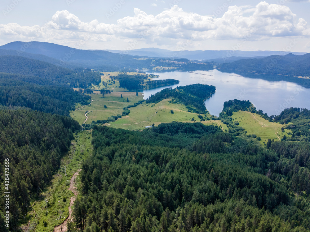 Aerial view of Dospat Reservoir, Bulgaria