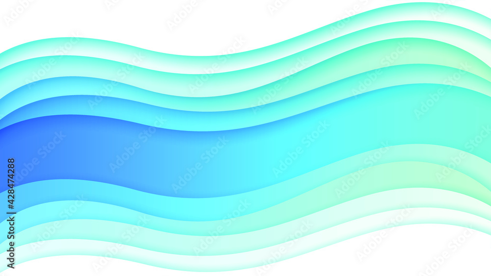 Abstract Paper Cut Sea Ocean Wave Water On Blue Background Vector Design