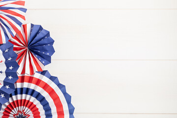 4th of July holiday banner design. USA theme paper fans. Independence, Memorial Day pinwheels