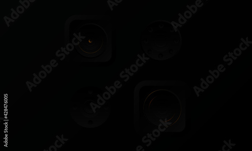 Wallpaper Mural Black Gradient Audio device Volume control buttons on panels Graphic Equilizer Element EQ with speaker symbols with Black Background Torontodigital.ca